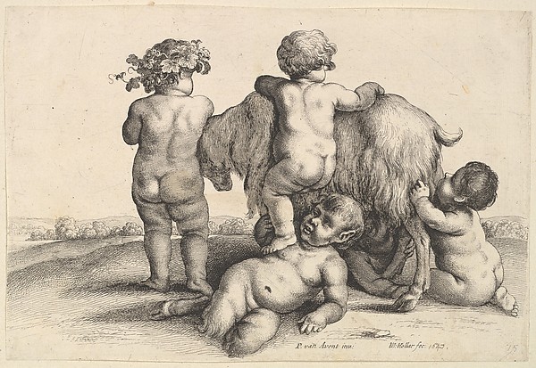 Wenceslaus Hollar, Four boys, a young satyr and a goat