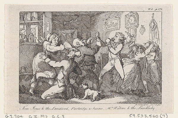 Thomas Rowlandson, Tom Jones & the Landlord, Partridge & Susan, Mrs Waters & the Landlady, from "The History of Tom Jones, a Foundling"