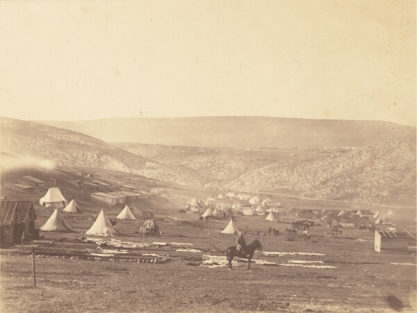 Roger Fenton, Cavalry Camp, Balaklava, looking towards the Plateau of Sebastopol.