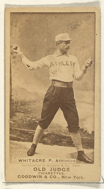 Goodwin & Company, Whitacre, Pitcher, Philadelphia Athletics, from the Old Judge series (N172) for Old Judge Cigarettes