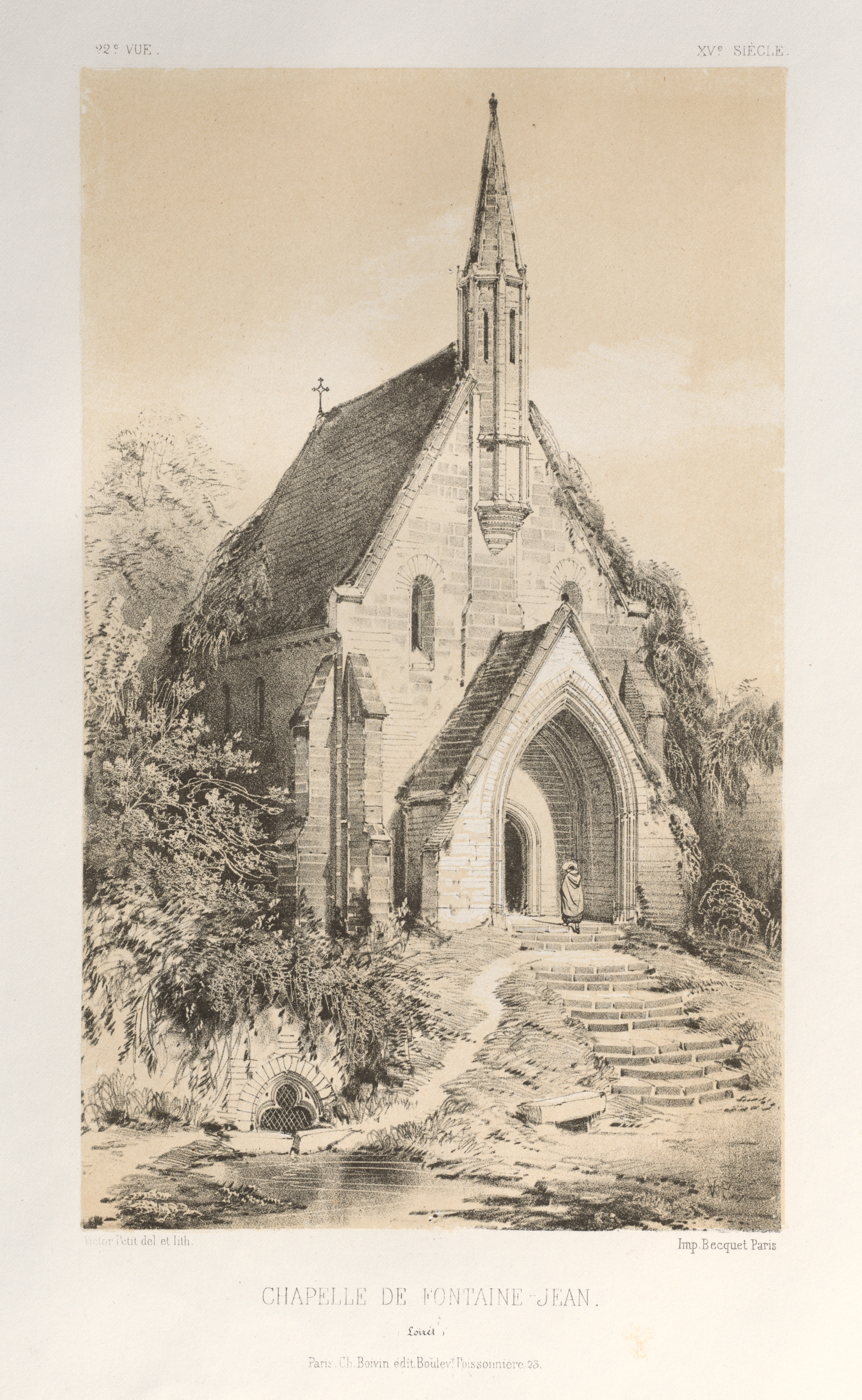 Victor Petit, Architecture Pittoresque ou Monuments des xveme. Et xvieme. Siecles: Chateaux De France des XV et XVI Siecles: Pl.22, Chapelle de Fontaine-Jean (Loiret)