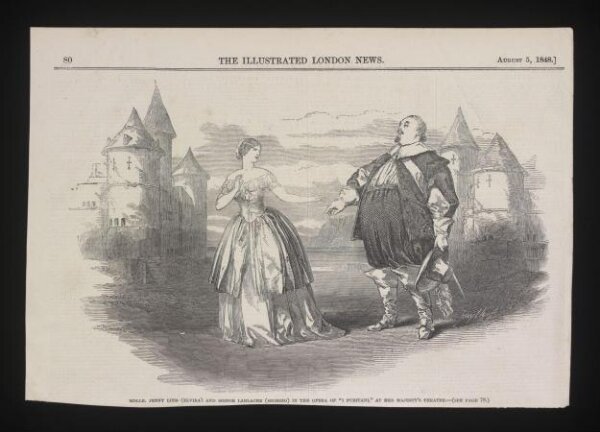Unknown, Mdlle. Jenny Lind (Elvira) and Signor Lablache (Giorgio) in the opera of ''I Puritani''