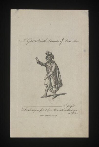 unknown, Mr Garrick in the character of Demetrius