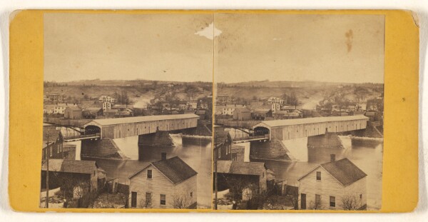 Unknown, [View of wood-covered train trestle, possibly at Amsterdam, New York]