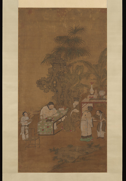 Unidentified artist, Elegant gathering in a garden