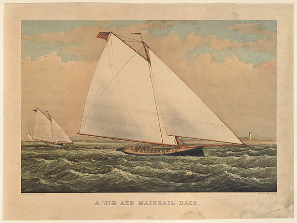 Currier & Ives, A "Jib and Mainsail" Race