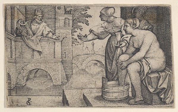 Georg Pencz, David and Bathsheba, from "Scenes from the Old Testament"