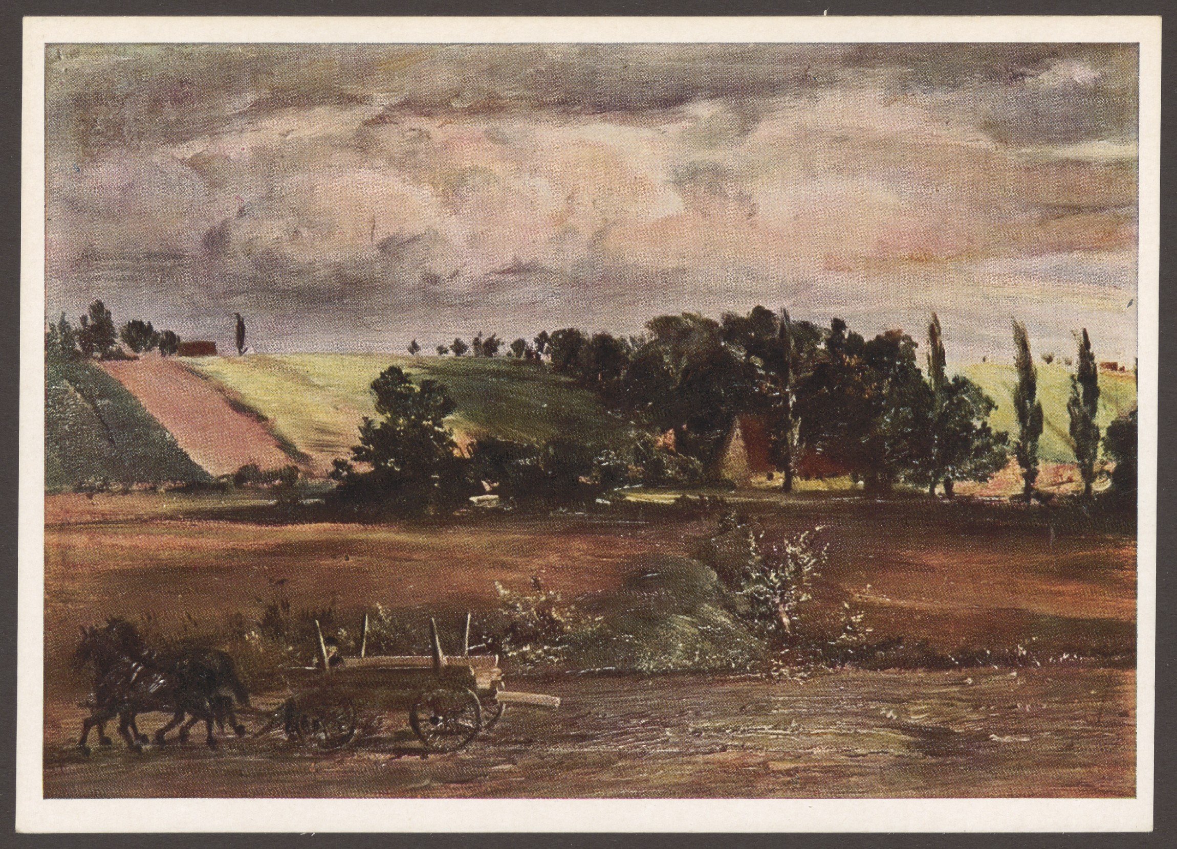Adolph von Menzel, Ansichtskarte "Gewitter am Tempelhofer Berg", Adolph Menzel