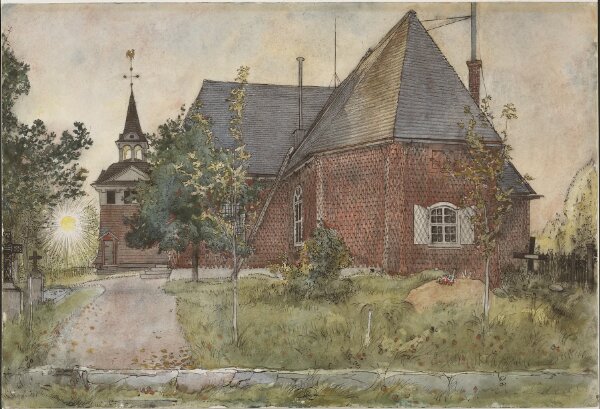 Carl Larsson, Sundborns gamla kyrka. Ur Ett Hem (26 akvareller)