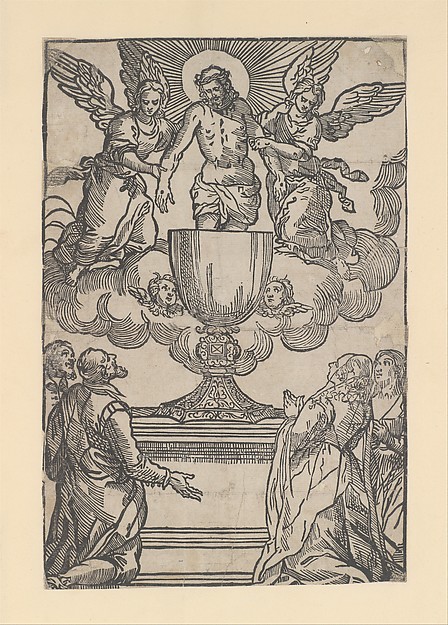 Anonymous, Italian, 16th century, The Triumph of the Eucharist, Christ as the Man of Sorrows supported by two angels standing in a chalice