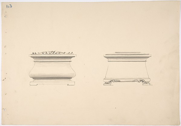 Anonymous, British, 19th century, Design for Two Caskets