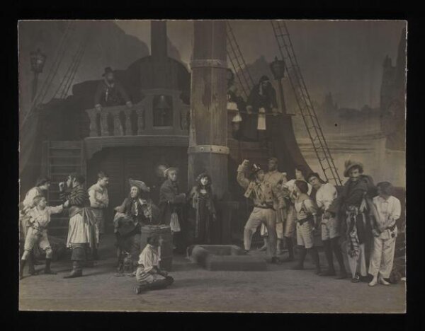 Unknown, Robb Harwood, Pauline Chase, Hilda Trevelyan and other cast members in Peter Pan, Duke of York's Theatre, December 1907