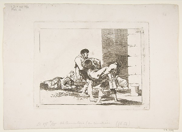 Goya (Francisco de Goya y Lucientes), Plate 56, To the cemetery (Al cementerio), from "The Disasters of War" (Los Desastres de la Guerra)