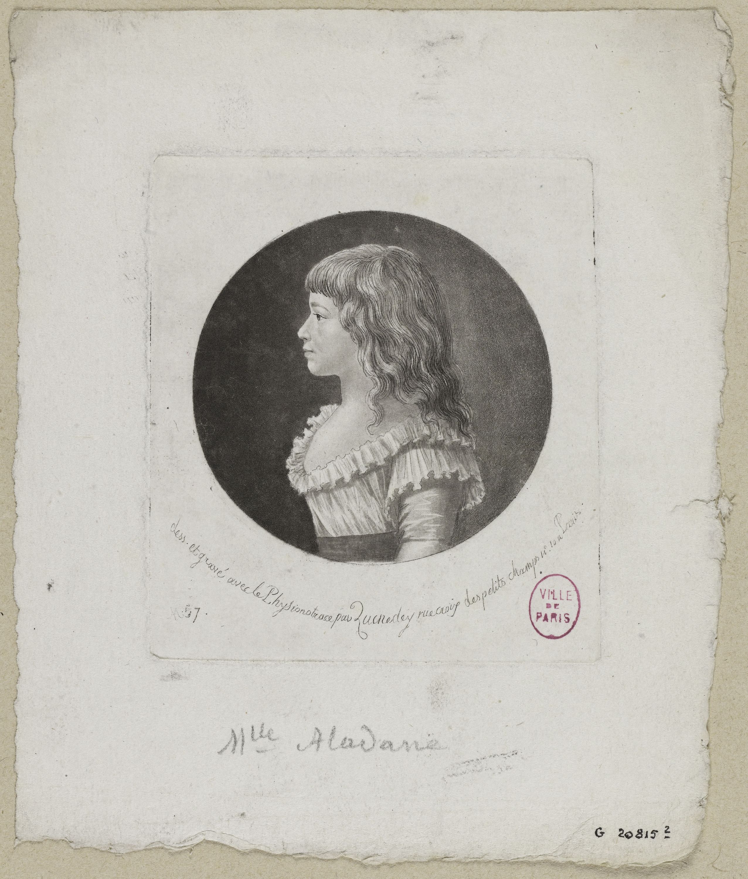 Edmé Quenedey, Portrait de Mademoiselle Aladane
