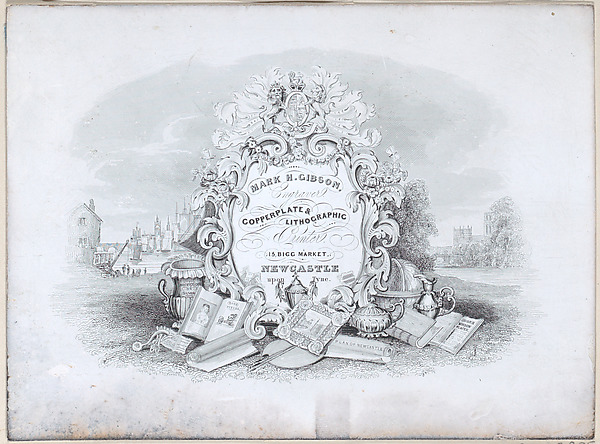 Anonymous, British, 19th century, Trade Card for Mark H. Gibson, Engraver and Printer