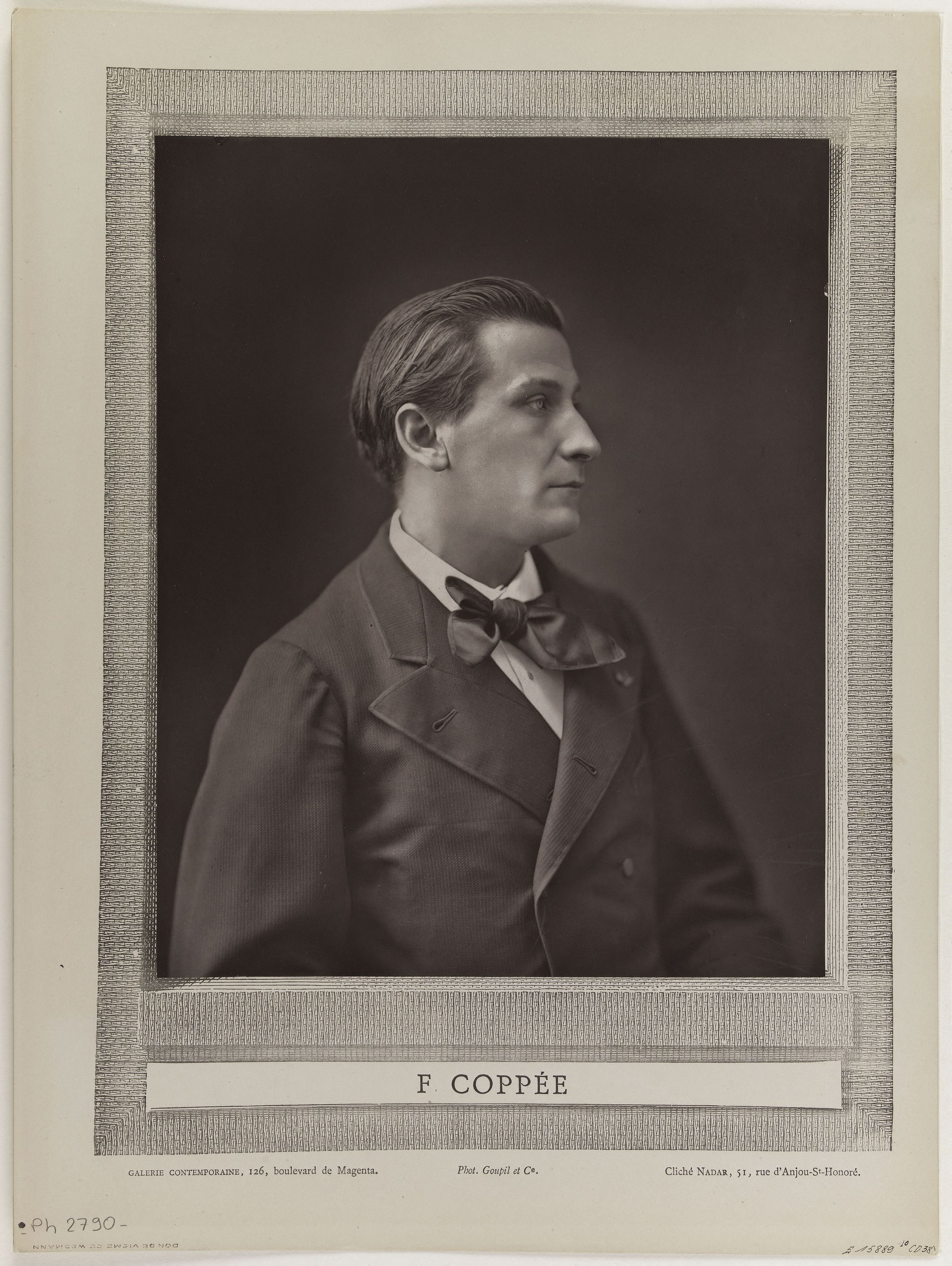 Nadar, Portrait de François Coppée (1842-1908), poète, dramaturge et romancier., dans la série Galerie Contemporaine