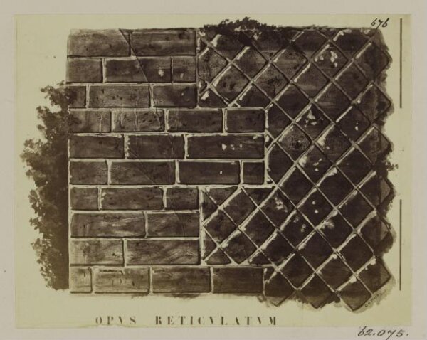 Parker, John Henry, Construction - Opus Reticulatum and Brickwork, from the Wall of a Tomb on the Via Appia, of the time of Trajan, A.D. 100.