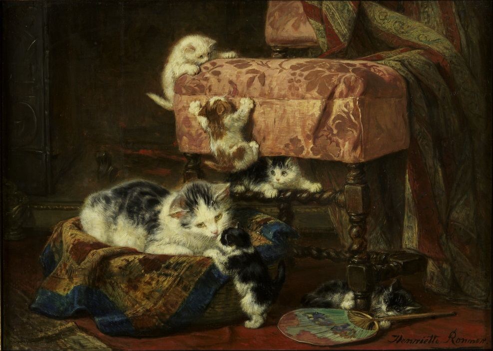 Henriëtte Ronner-Knip, Cat with Five Kittens