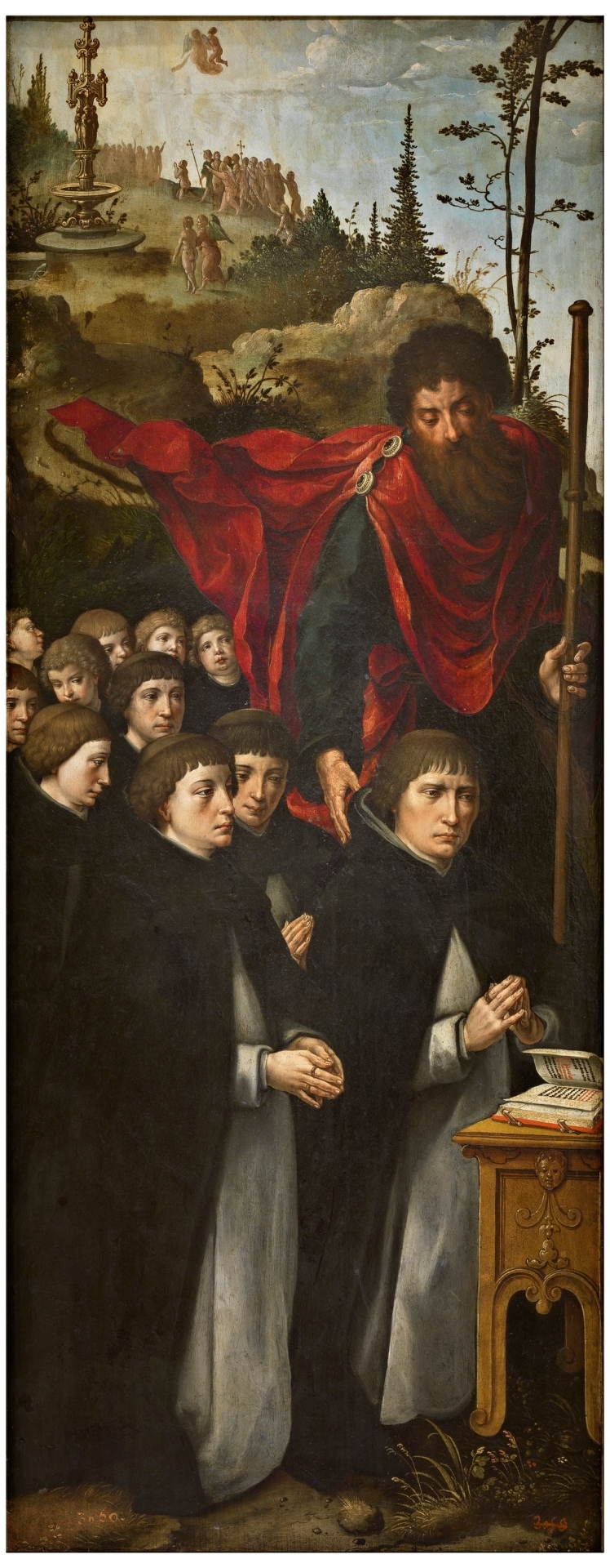 Pieter Coecke van Aelst, Saint James the Greater with Donors in Prayer (front). Saint Sebastian (reverse)