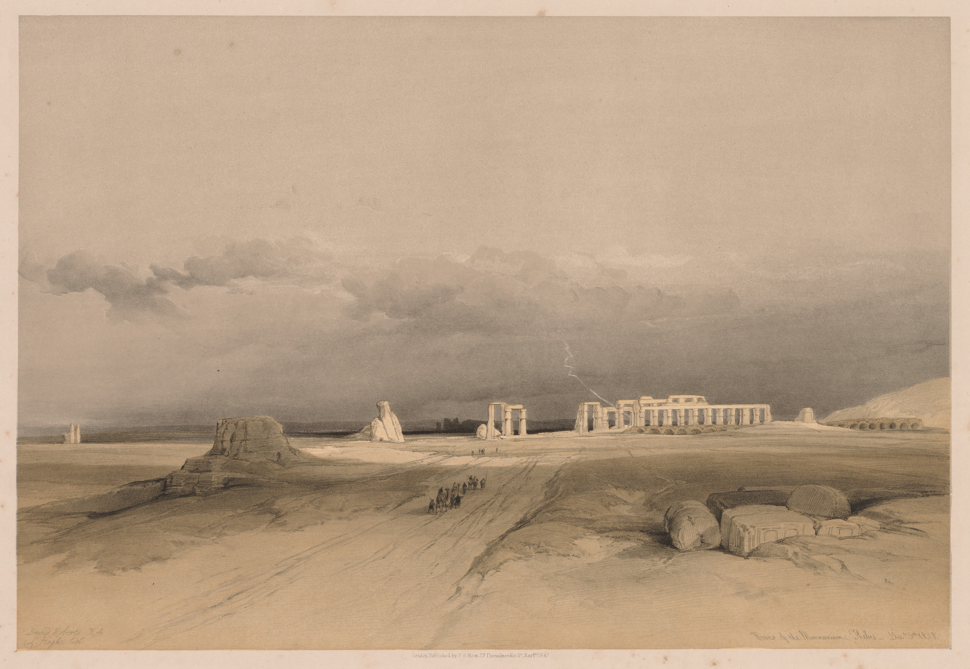 Louis Haghe, Egypt and Nubia:  Volume II - No. 8, Ruins of the Memnonium, Thebes