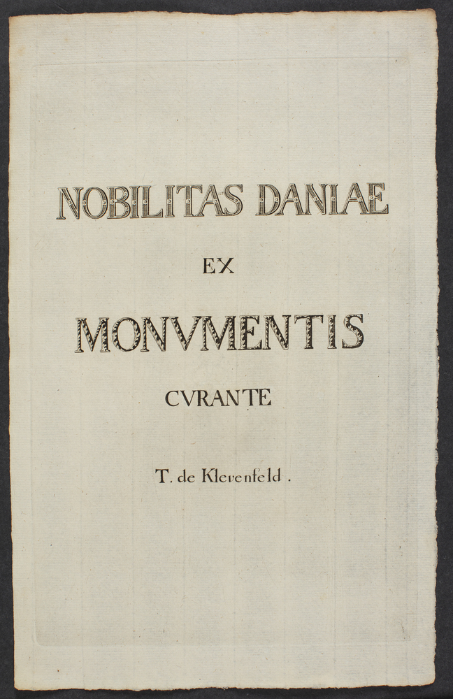 Ubekendt dansk, Titelblad til Terkel Klevenfeldt, Nobilitas Daniae ex monumentis, København 1777