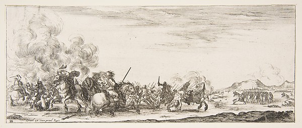 Stefano della Bella, A battle on horseback, from "Peace and War" (Divers desseins tant pour la paix que pour la guerre)