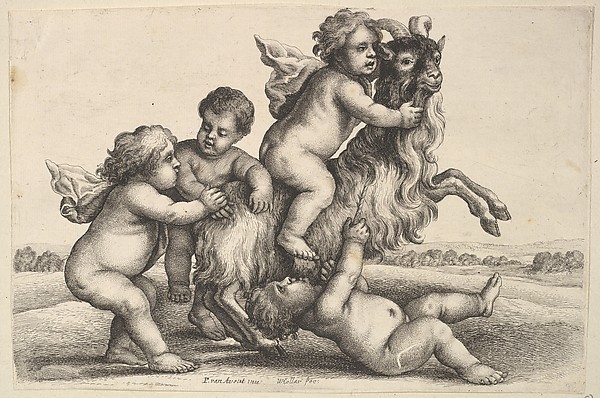 Wenceslaus Hollar, Four small boys and a goat