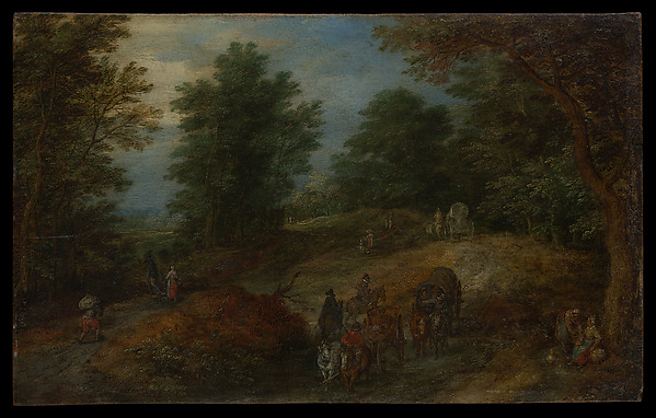 Jan Brueghel the Elder, Landscape with Travelers on a Woodland Path