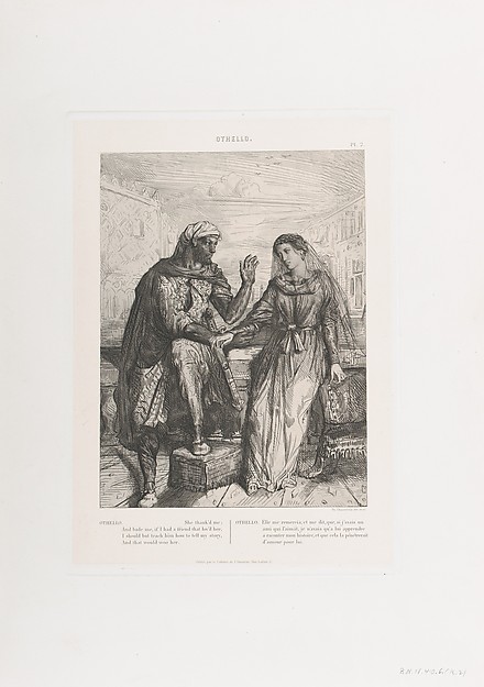 Théodore Chassériau, "She thank'd me": plate 2 from Othello (Act 1, Scene 3)