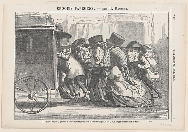 Honoré Daumier, Stop pushing please... you have the number 57 and I just called number 3!, from "Parisian Sketches"