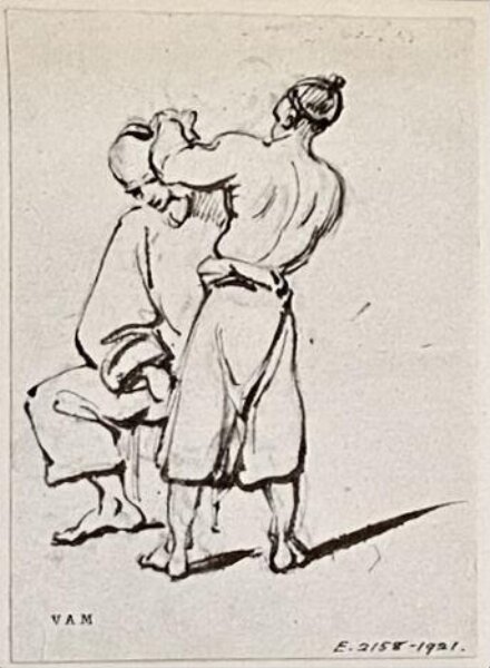 George Chinnery, A Chinese barber and customer