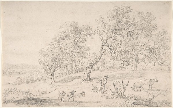 Nicolaes Berchem, Cattle and Figures in a Landscape