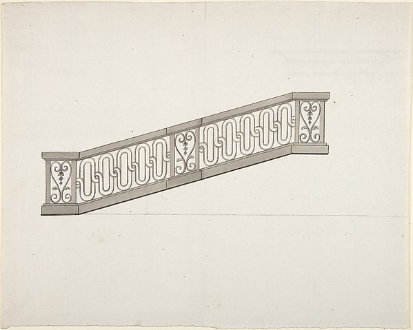 Anonymous, French, 18th century, Design for Ornamented Stair Railing