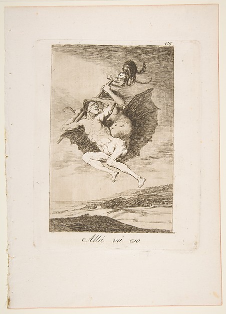 Goya (Francisco de Goya y Lucientes), Plate 66 from "Los Caprichos": There it goes (Allá vá eso)