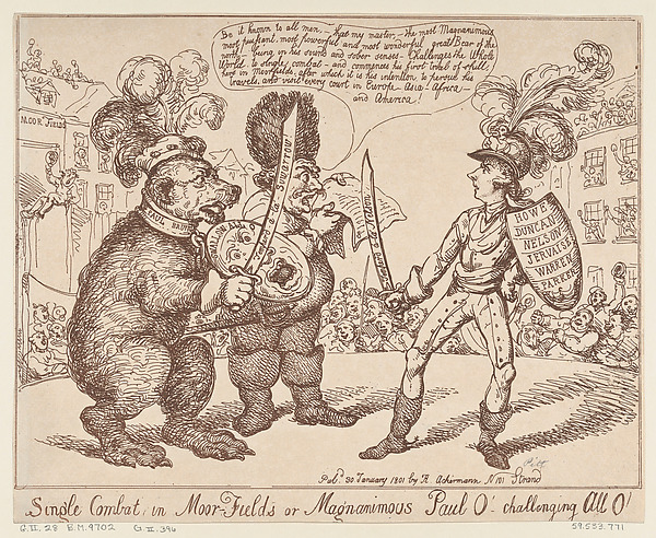 Thomas Rowlandson, Single Combat in Moor-Fields or Magnamimous Paul O' challenging All O'
