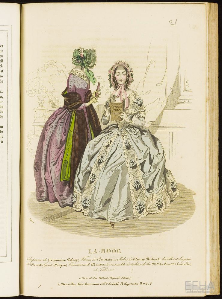 Unknown artist, Modeprent (in kleur) uit 'La mode : album des salons' 1842-01-06