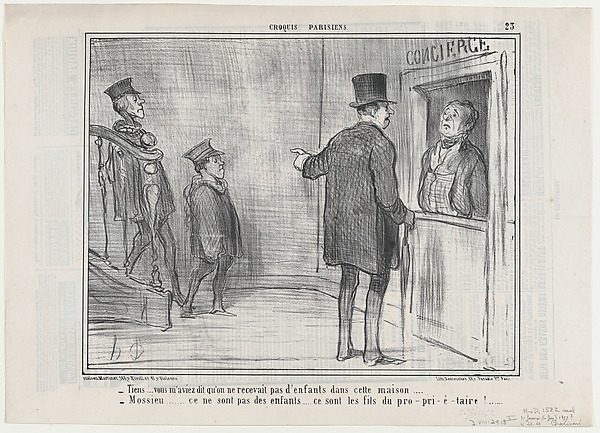 Honoré Daumier, Tiens...vous m'aviez dit..., from Croquis Parisiens, published in Le Charivari, January 21, 1857