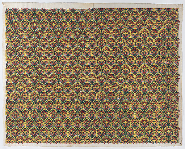 Anonymous, Sheet with overall fan design in yellow, green, and red