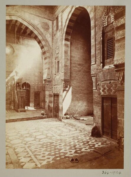 Unknown, Interior view with minbar in the madrasa of Mamluk Sultan al-Ashraf Qaytbay at Qal'at al-Kabsh, Cairo