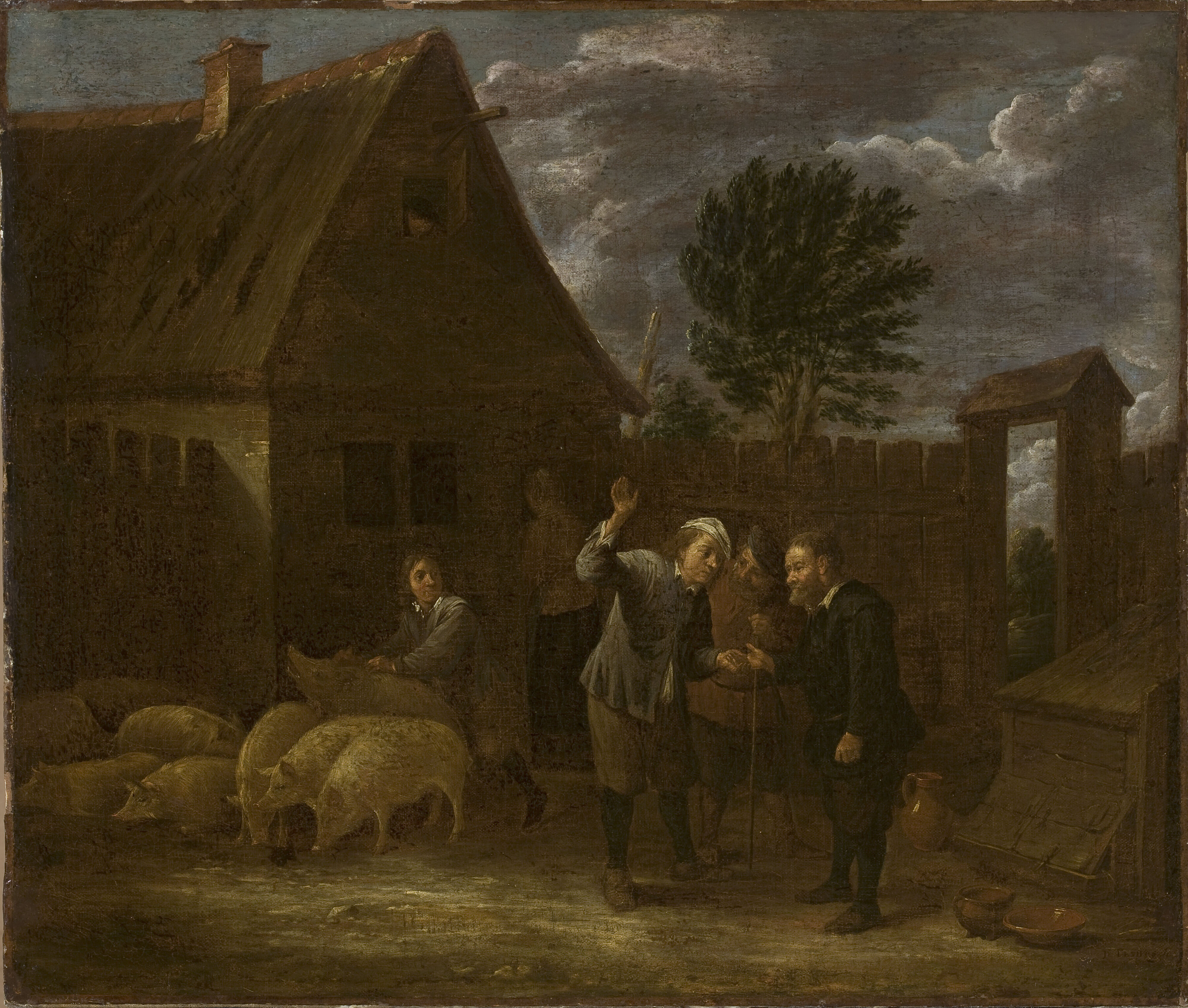 David Teniers the Younger, Landscape with a seller of pigs