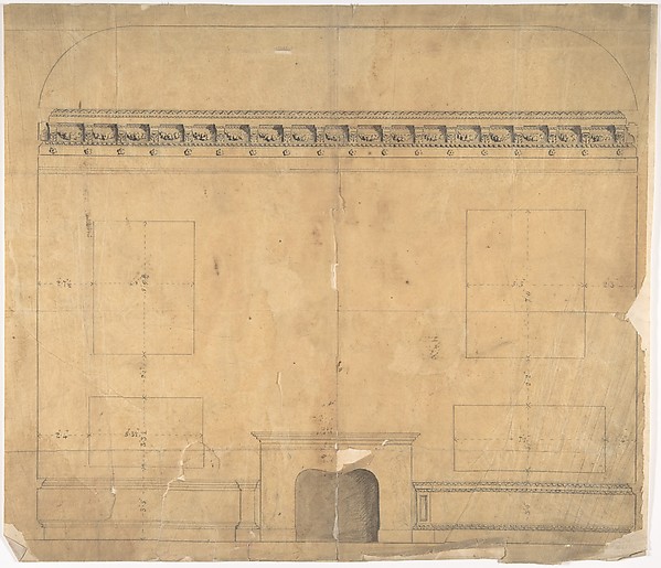 Anonymous, British, 19th century, Design for Wall with Chimney Piece
