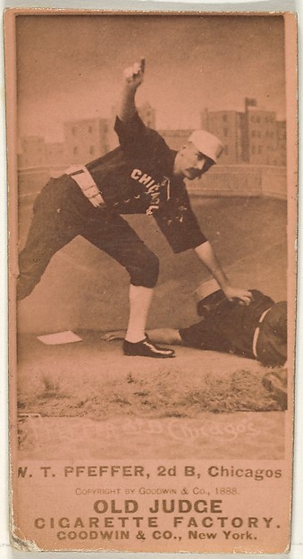 Goodwin & Company, Fred "Dandelion" Pfeffer, 2nd Base, Chicago, from the Old Judge series (N172) for Old Judge Cigarettes
