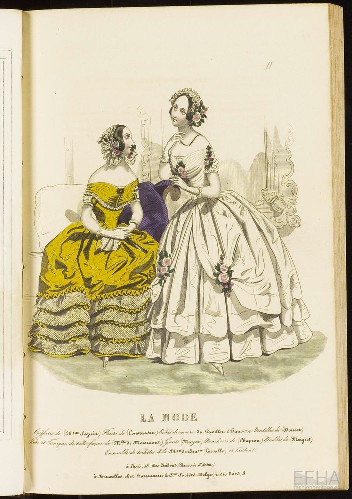 Unknown artist, Modeprent (in kleur) uit 'La mode : album des salons' 1842-01-06