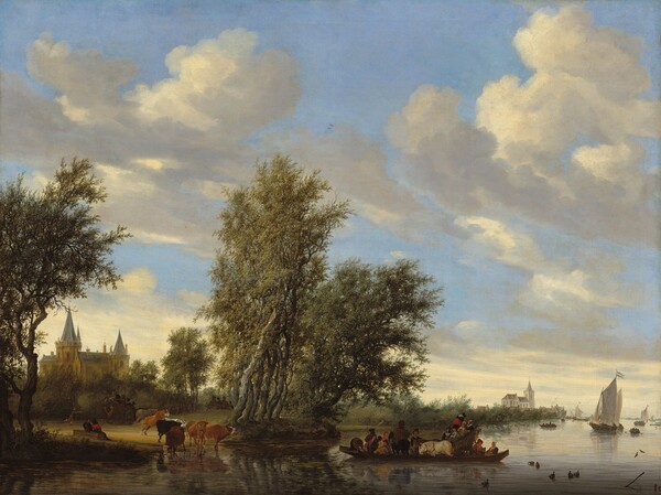 Salomon van Ruysdael, River Landscape with Ferry