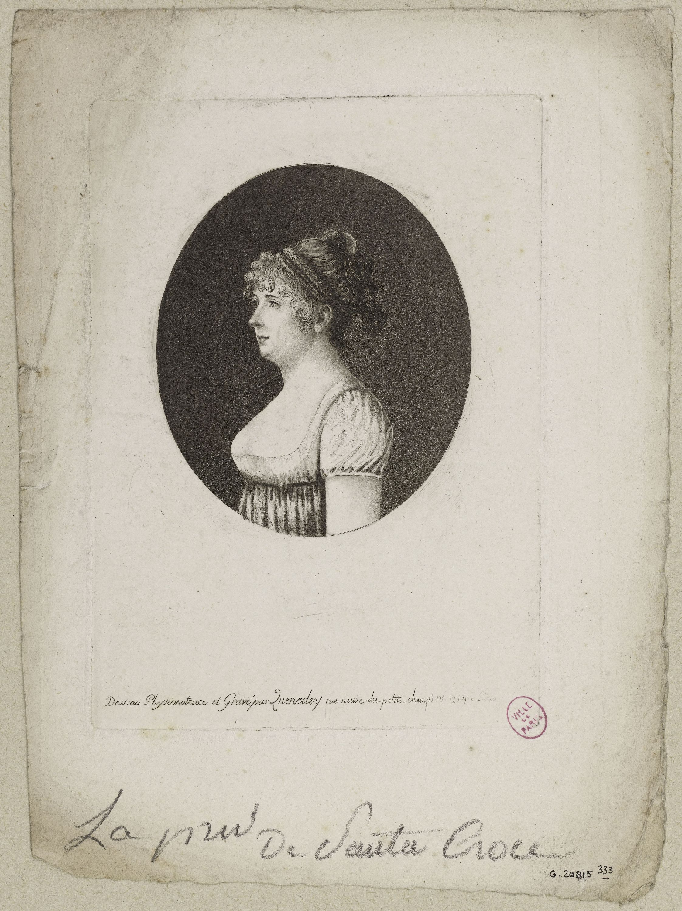 Edmé Quenedey, Portrait de la Princesse de Santa Croce