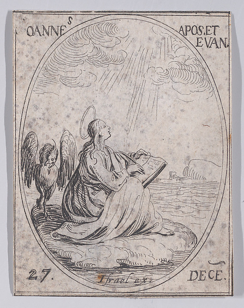 Jacques Callot, S. Jean, apôtre et évangéliste (St. John, Apostle and Evangelist), December 27th, from "Les Images De Tous Les Saincts et Saintes de L'Année" (Images of All of the Saints and Religious Events of the Year)