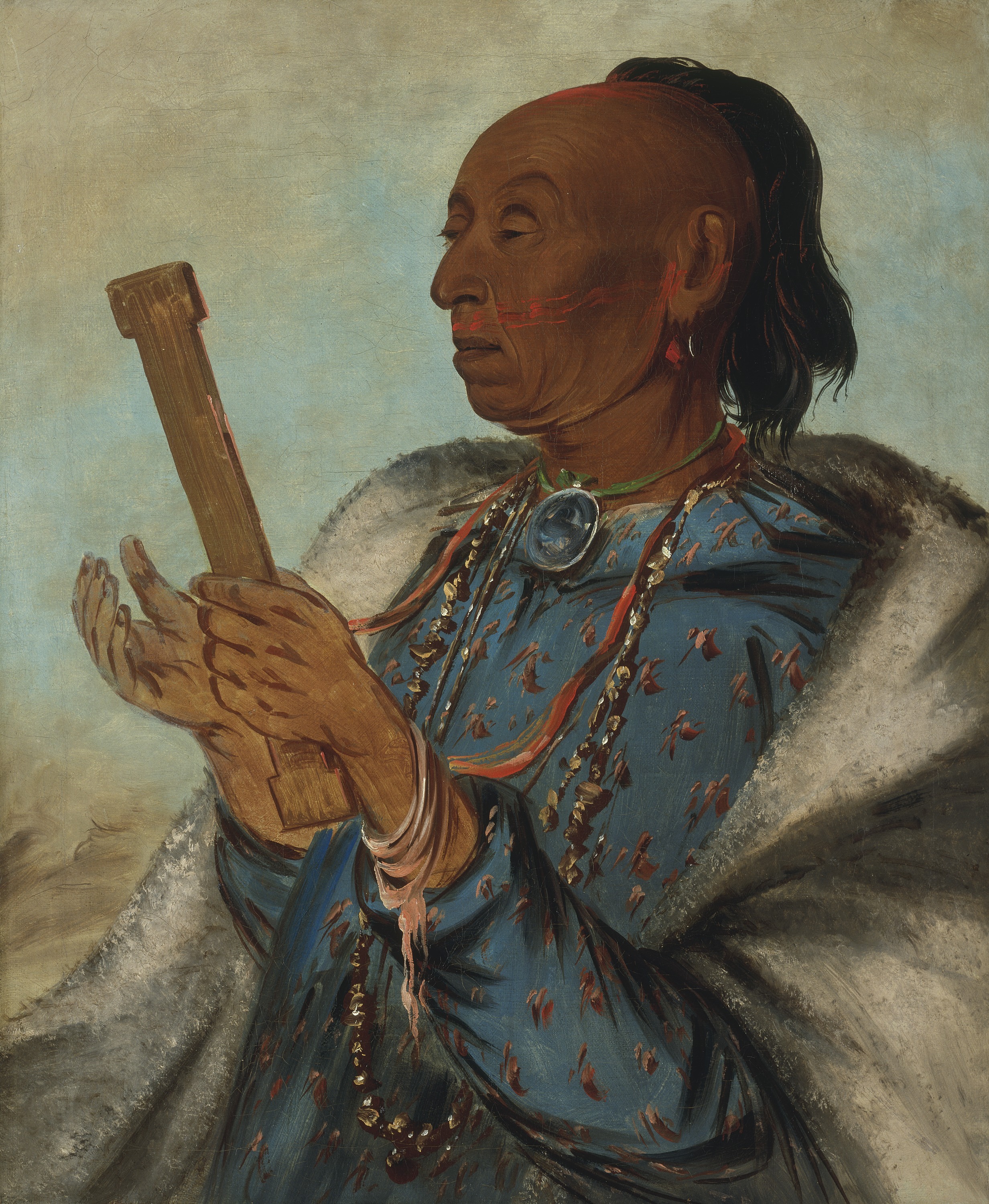 George Catlin, Ah-tón-we-tuck, Cock Turkey, Repeating His Prayer
