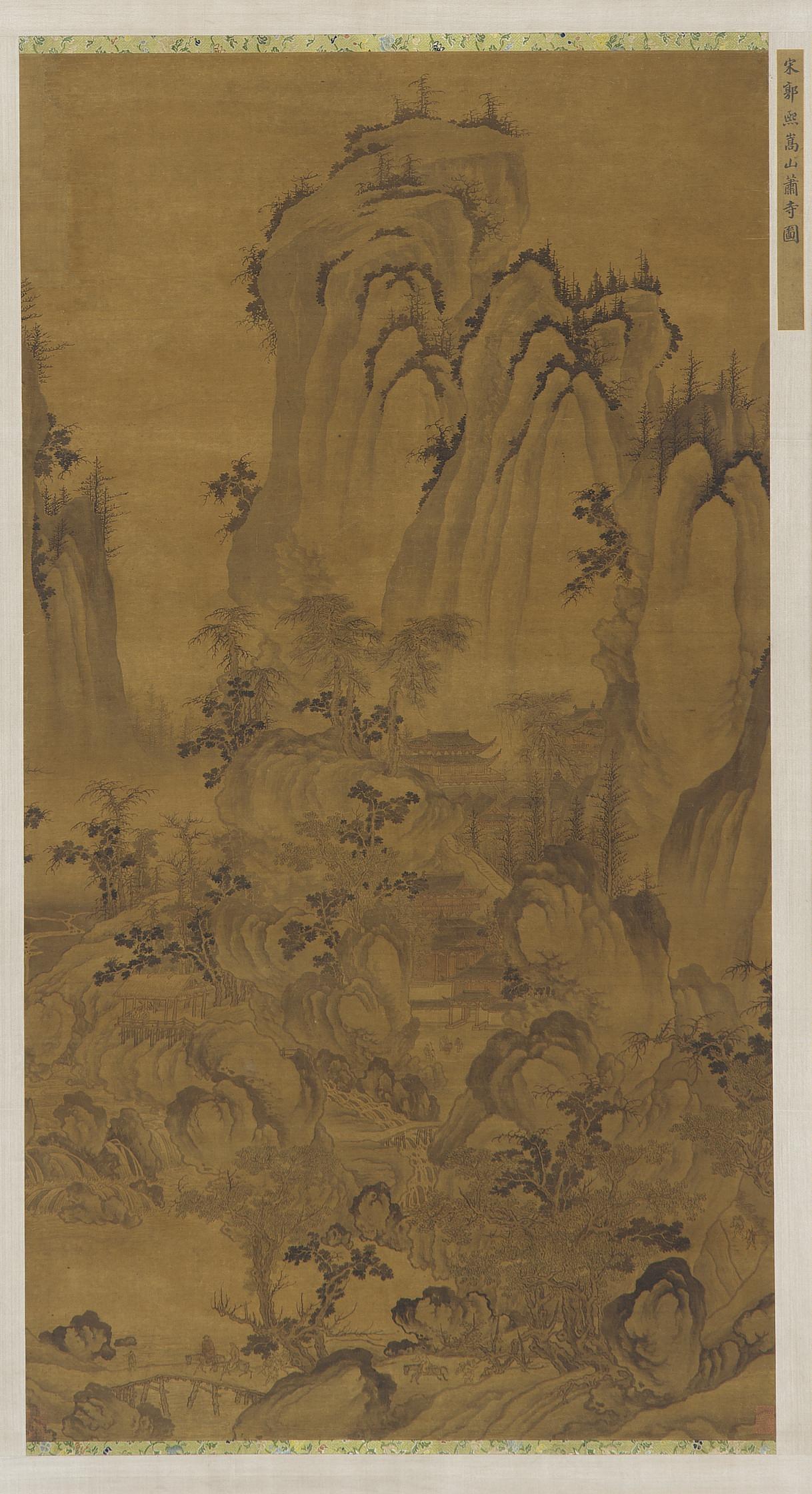Formerly attributed to Guo Xi, Landscape: a mountain gorge, a stream, buildings and people