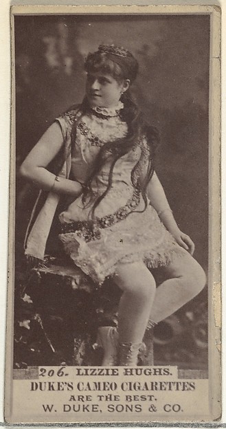 W. Duke, Sons & Co., Card Number 206, Lizzie Hughs, from the Actors and Actresses series (N145-5) issued by Duke Sons & Co. to promote Cameo Cigarettes