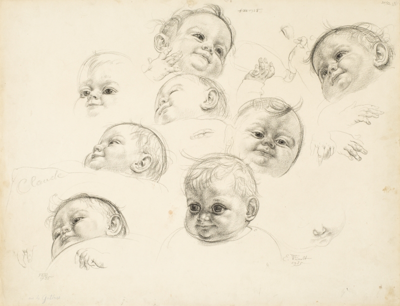 Eduard (autor) Wiiralt, Child’s head (Claude) and arms